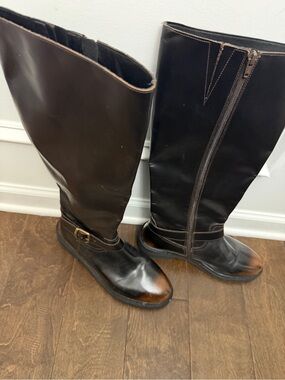 Seychelles Tall Dark Brown Leather Riding Boots with Ankle Strap